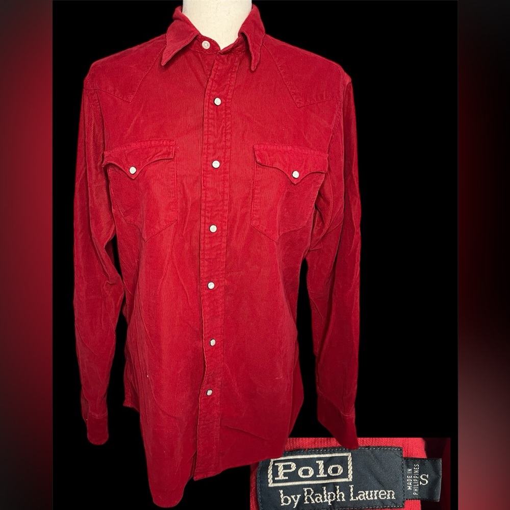 Vintage Polo by Ralph Lauren classic western corduroy Red Shirt
